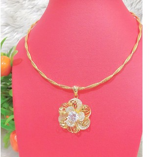 Kiềng cổ nữ tết 2 sợi mặt hoa cúc hoa mai đồng non ảnh thật