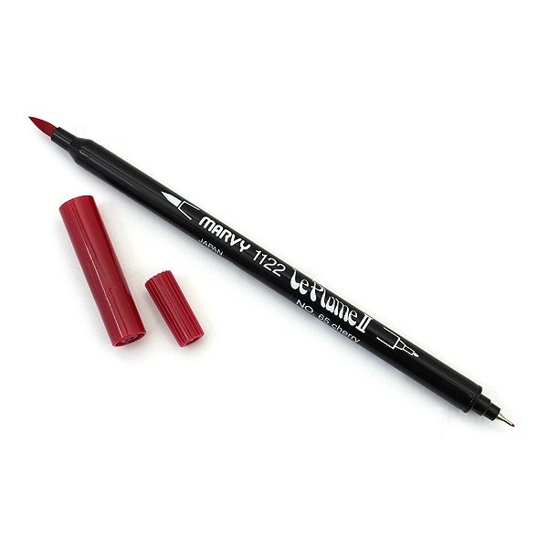 Bút lông đầu cọ viết calligraphy Marvy Le Plume II Double-Sided Watercolor Marker - Màu đỏ đậm (Cherry - 65)