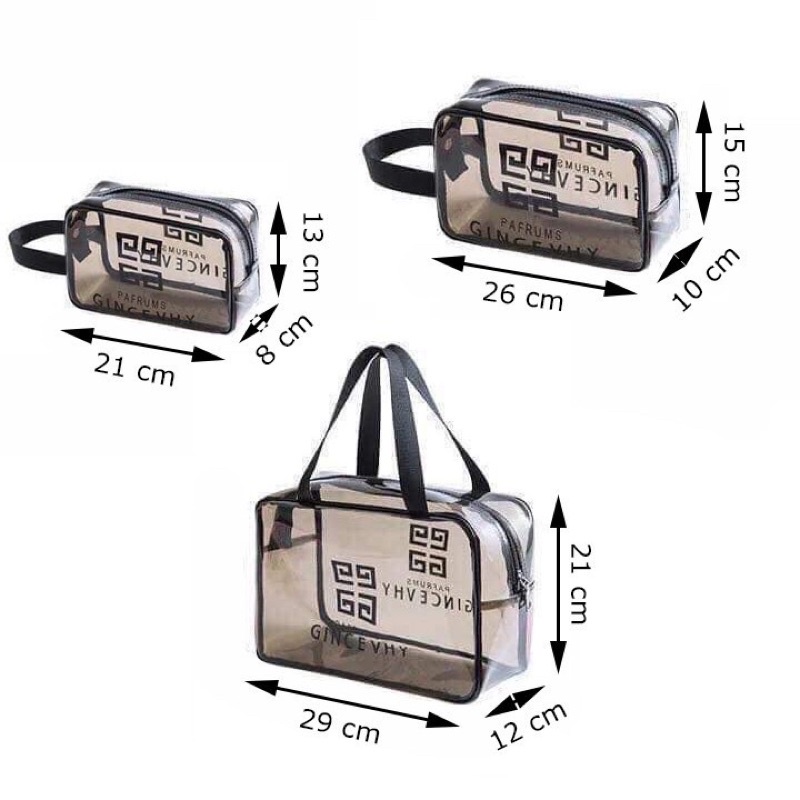 Set 3 Túi Trong Suốt Đựng Đồ Mỹ Phẩm Du Lịch Thời Trang