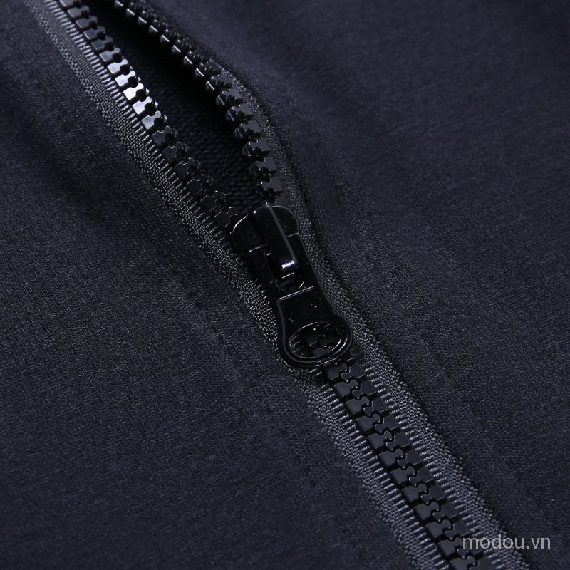 Áo hoodie thiết kế dáng đầm có khóa kéo màu đen trơn thời trang dành cho nữ