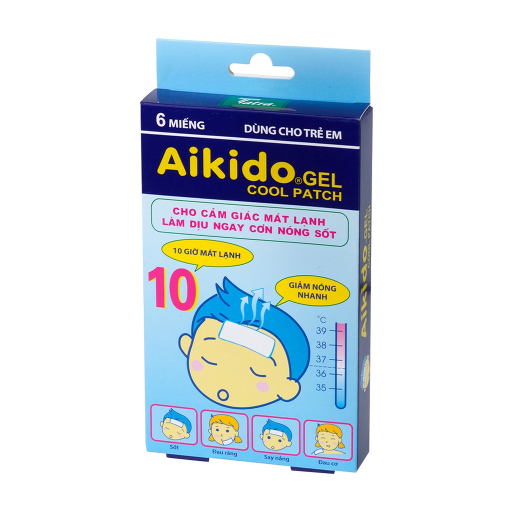 [Hỏa tốc Q10] Miếng Dán Hạ Sốt Aikido Gel Cool Patch 6 Miếng