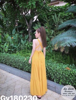 Đầm maxi đan dây lưng
