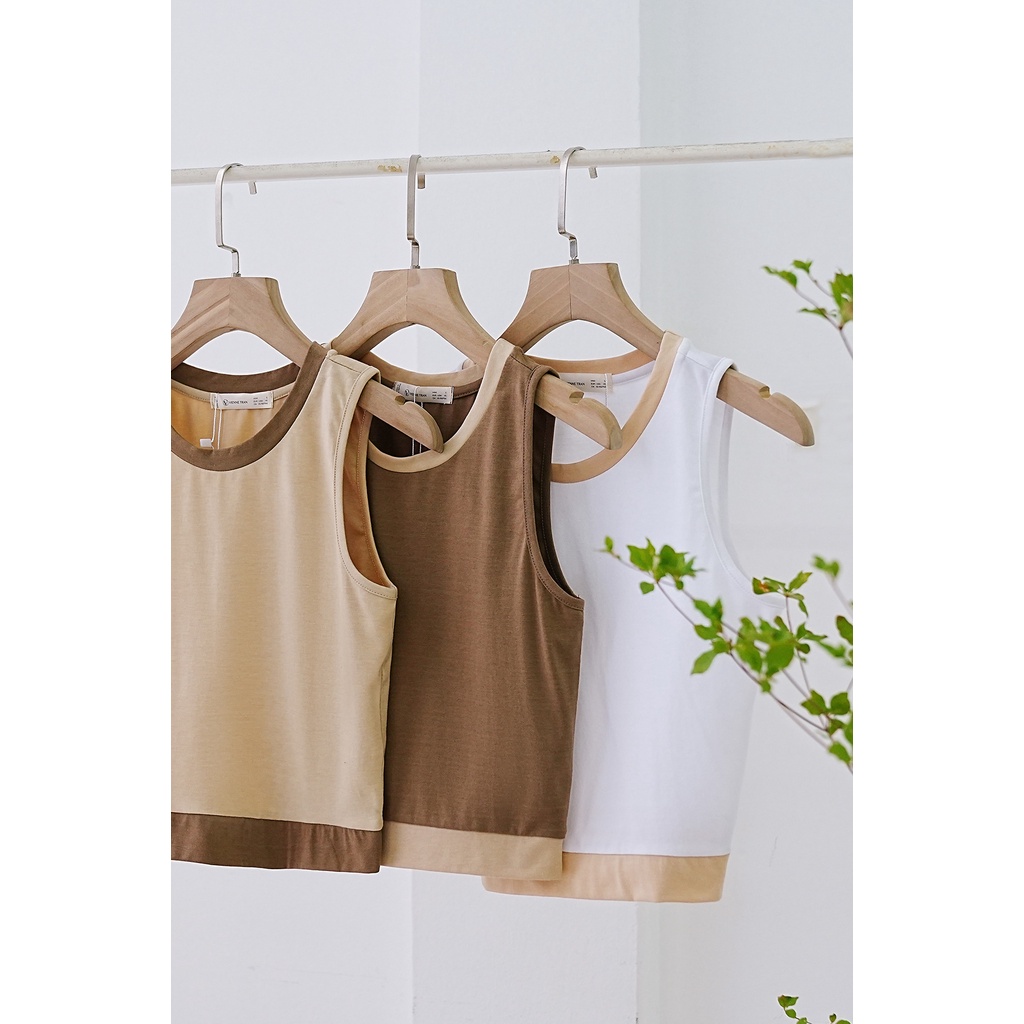 Áo Croptop VIEN TRAN Ba Lỗ Phối Màu V61R22H052