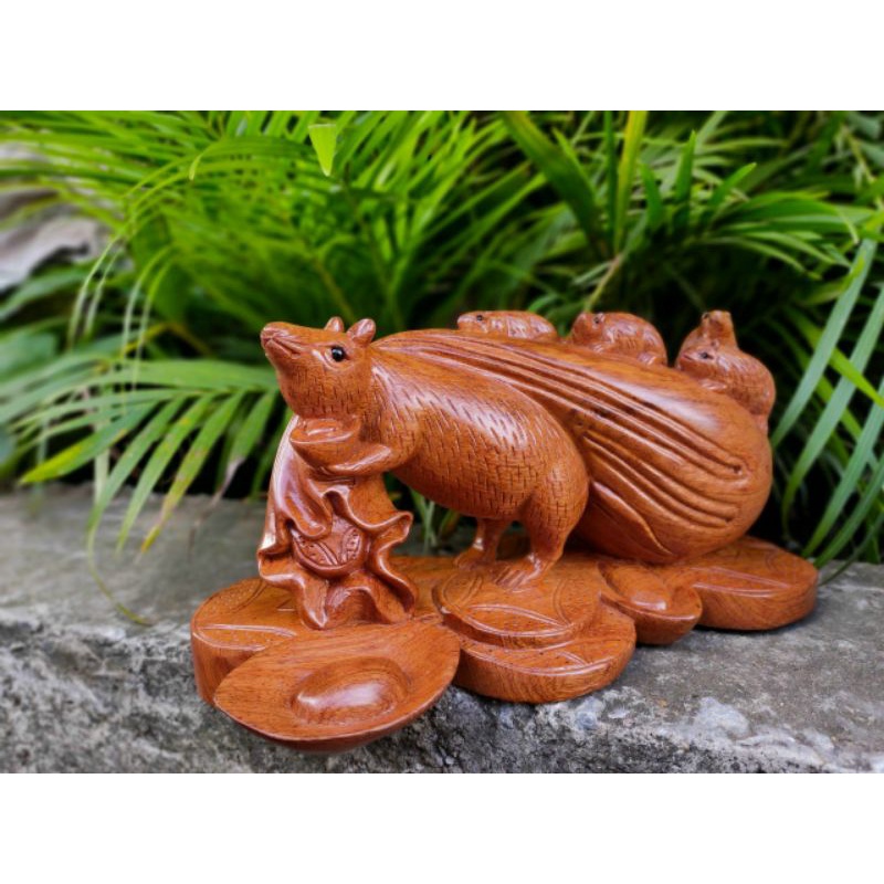 Tượng con chuột gỗ hương