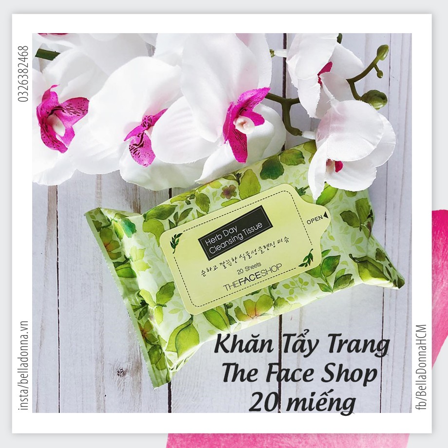 Khăn Giấy Tẩy Trang The Face Shop Herb Day Cleansing Tissue 20 Miếng