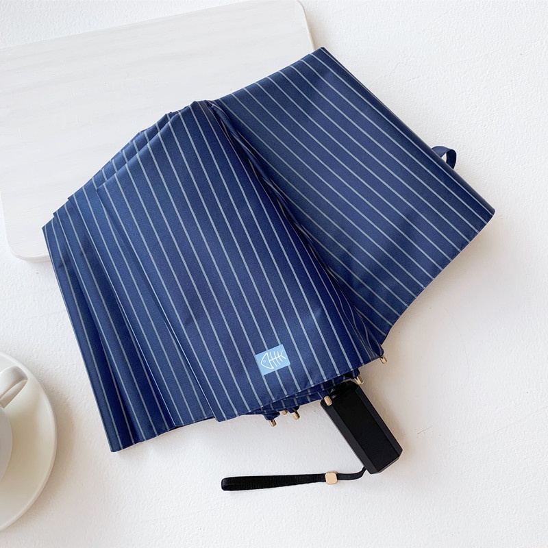 Dù Gấp Tự Động Oversize Họa Tiết Kẻ Sọc Chống Gió Tiện Dụng