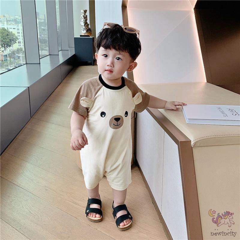 Bộ Áo Liền Quần In Họa Tiết Hoạt Hình Phong Cách Hàn Quốc Cho Bé