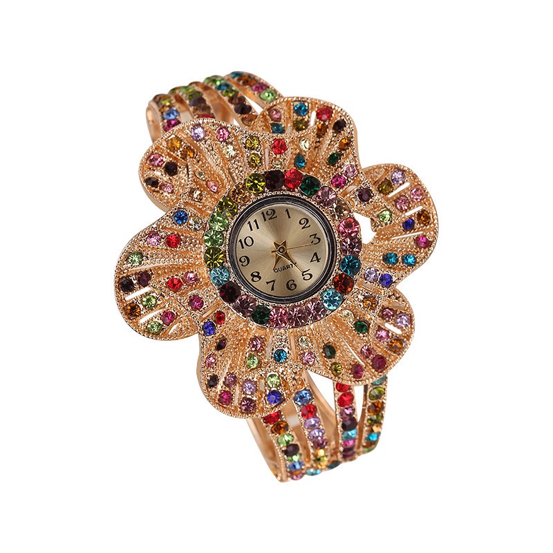 Đồng Hồ Mặt Hoa Lớn Đính Đá Thời Trang Cho Nữ