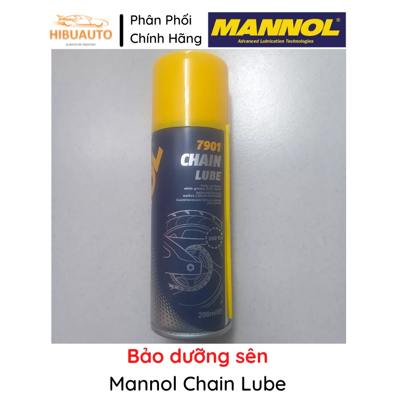 Chai Xịt Dưỡng Sên MANNOL Chain Lube 7901 200ml