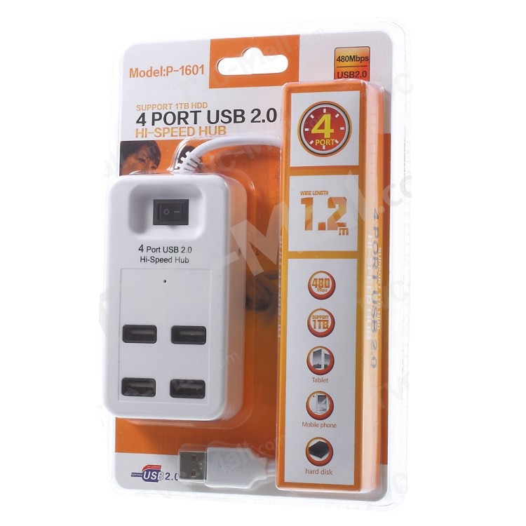 10 HUB chia cổng USB 4 port Hi-Speed 2.0 P-1601