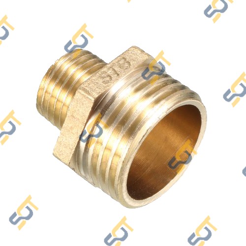 Kép thu - Hai ren ngoài  (Brass pipe fitting reducing-hexagon nipple) - Bằng đồng