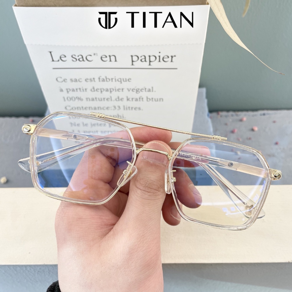 Kính nam nữ Iron Man trắng đen mắt cận gọng vuông, kính thời trang có thể thay được mắt kính râm mát Titan Shop