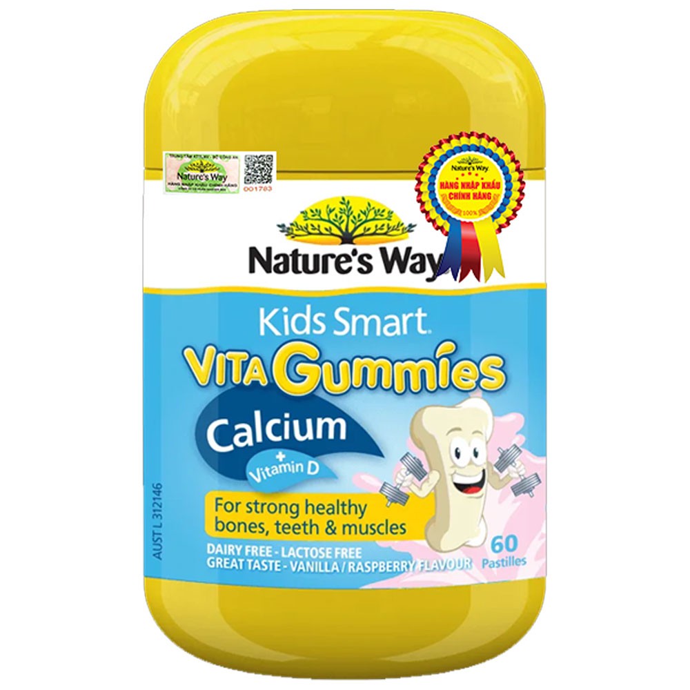 Kẹo Dẻo Canxi Cho Bé Nature’s Way Kids Smart Vita Gummies Calcium + Vitamin D 60 Viên