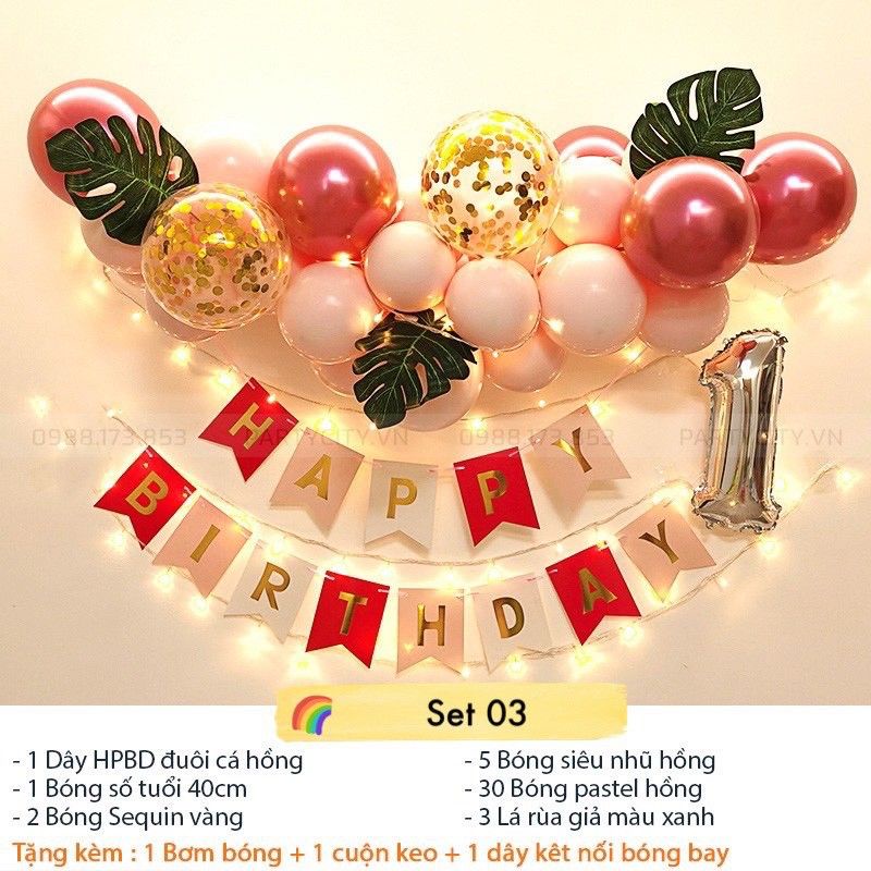 Sét trang trí kèm đèn led 2 pin