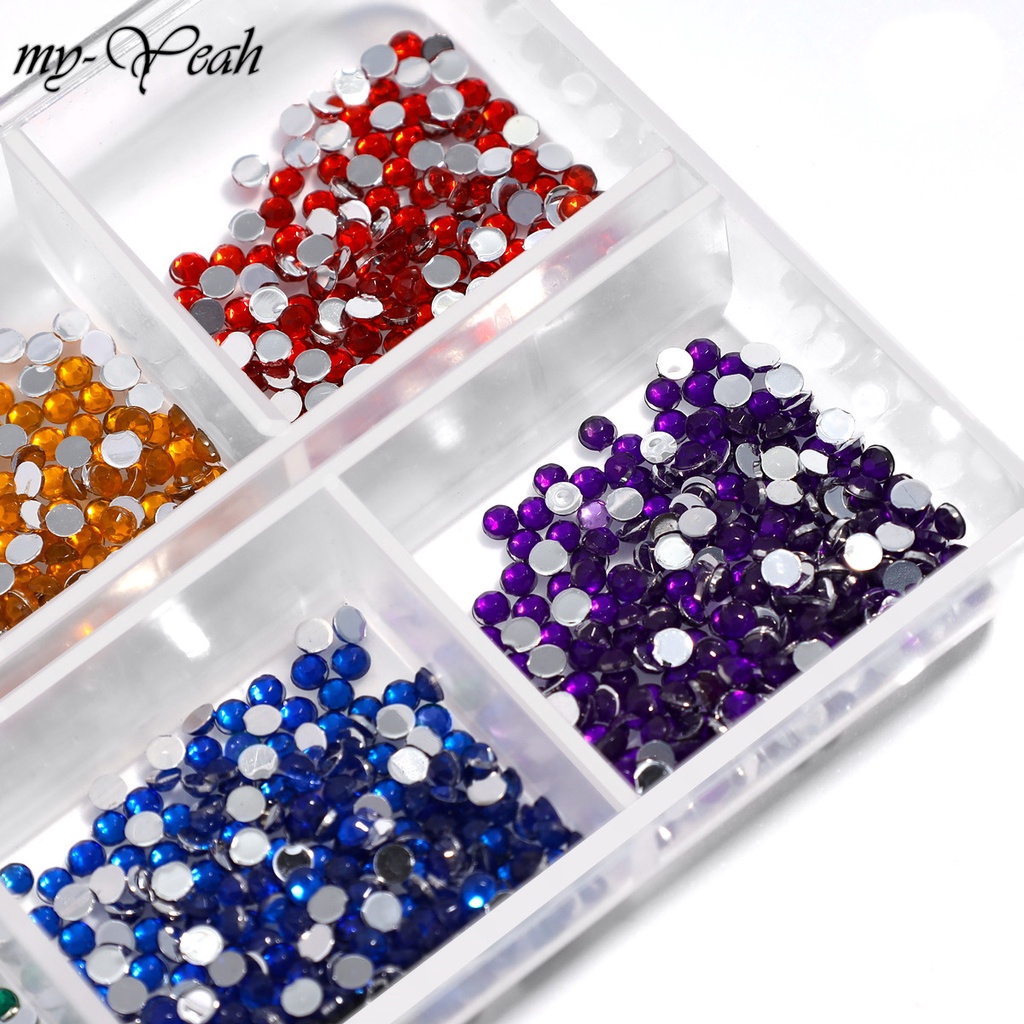 MONJA [Hàng mới về] Hộp 6 loại đá trang trí móng 3D nghệ thuật nhiều màu tiện dụng