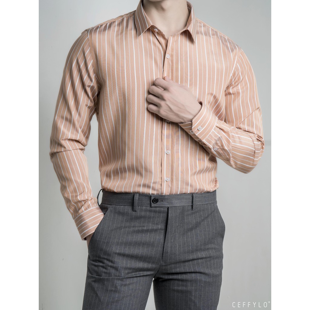 Áo Sơmi Nam CEFFYLO kẻ sọc vải Cotton họa tiết sọc lịch lãm Co giãn nhẹ | BigBuy360 - bigbuy360.vn