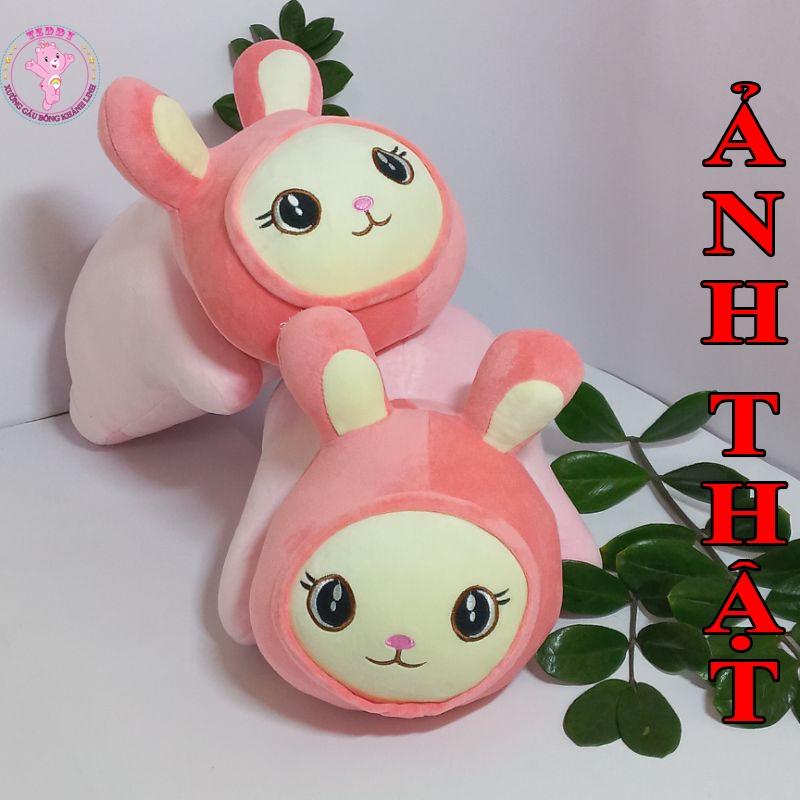 Gấu Bông Hình Con Thỏ Hồng Dáng Nằm Size 40cm Chất Liệu Vải Bông Cao Cấp Xuất Dư Siêu Thị