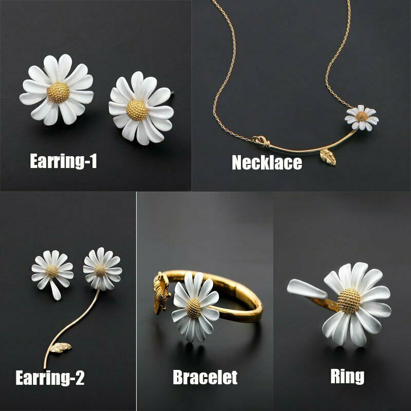 Dây chuyền/ Nhẫn/ Vòng đeo tay/ Khuyên tai RINHOO mặt hình hoa cúc xinh xắn thời trang