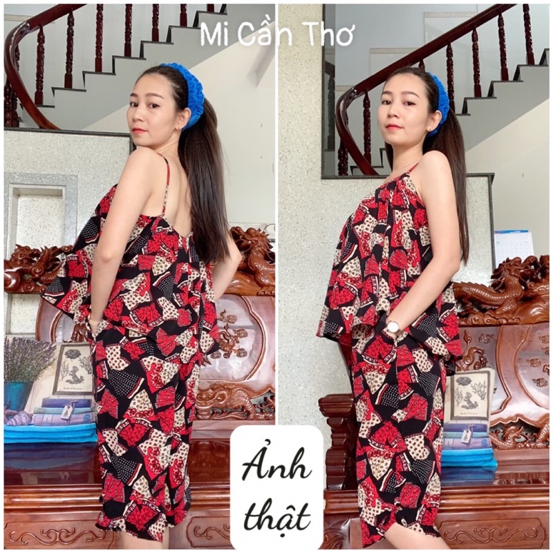 Bộ LỤA MANGO Áo 2 dây, quần lở, có size, túi quần sâu | BigBuy360 - bigbuy360.vn