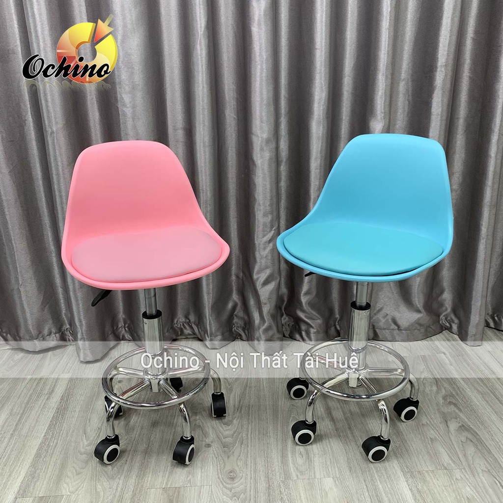Ghế Spa, Ghế Trang Điểm Xoay Nâng Hạ Điều Chỉnh Độ Cao Thấp Từ 40-55Cm Mẫu Mẫu Nhựa Đệm Da Sang Chảnh (Ảnh Thật)