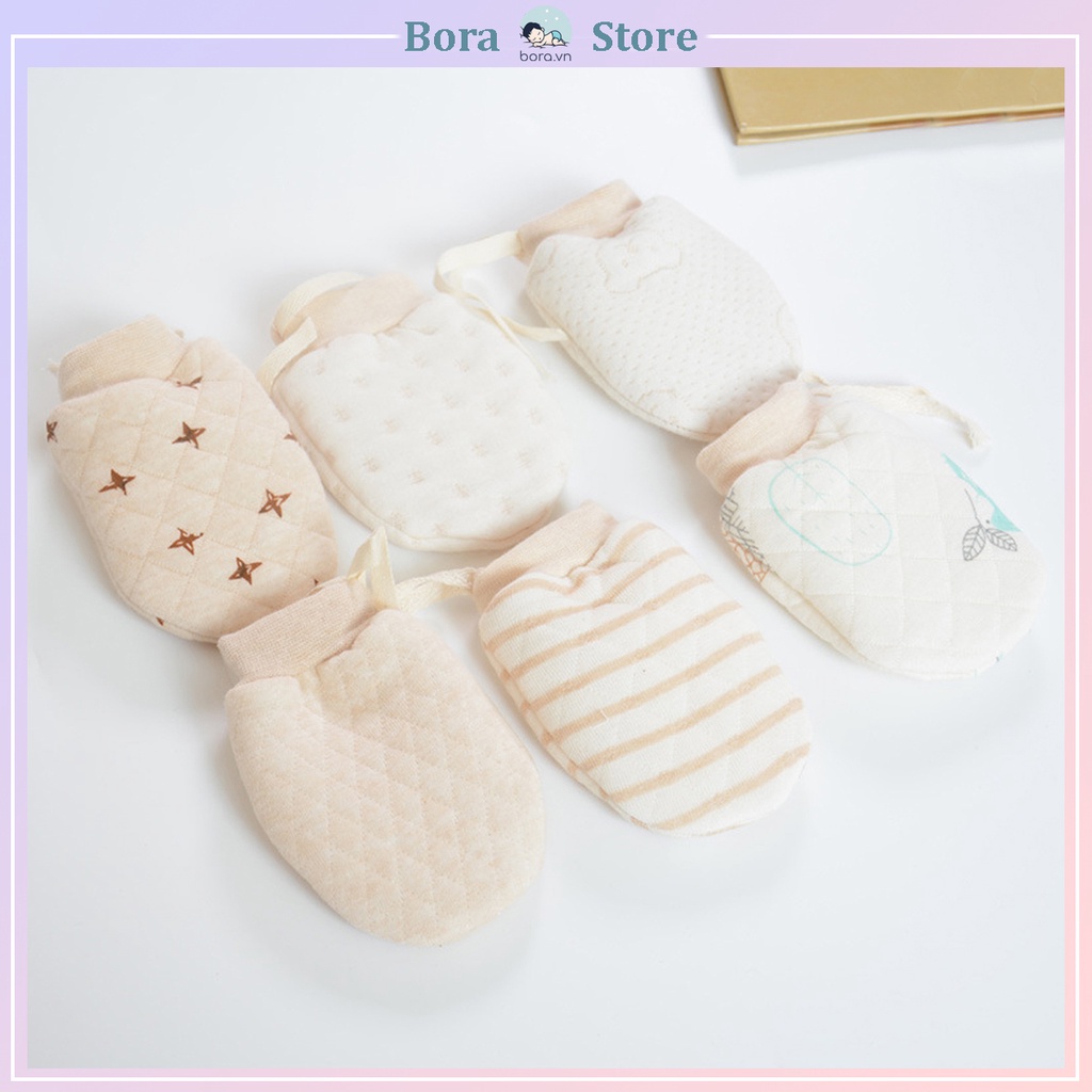 Bao tay giữ ấm cho bé, cotton hữu cơ, có dây buộc