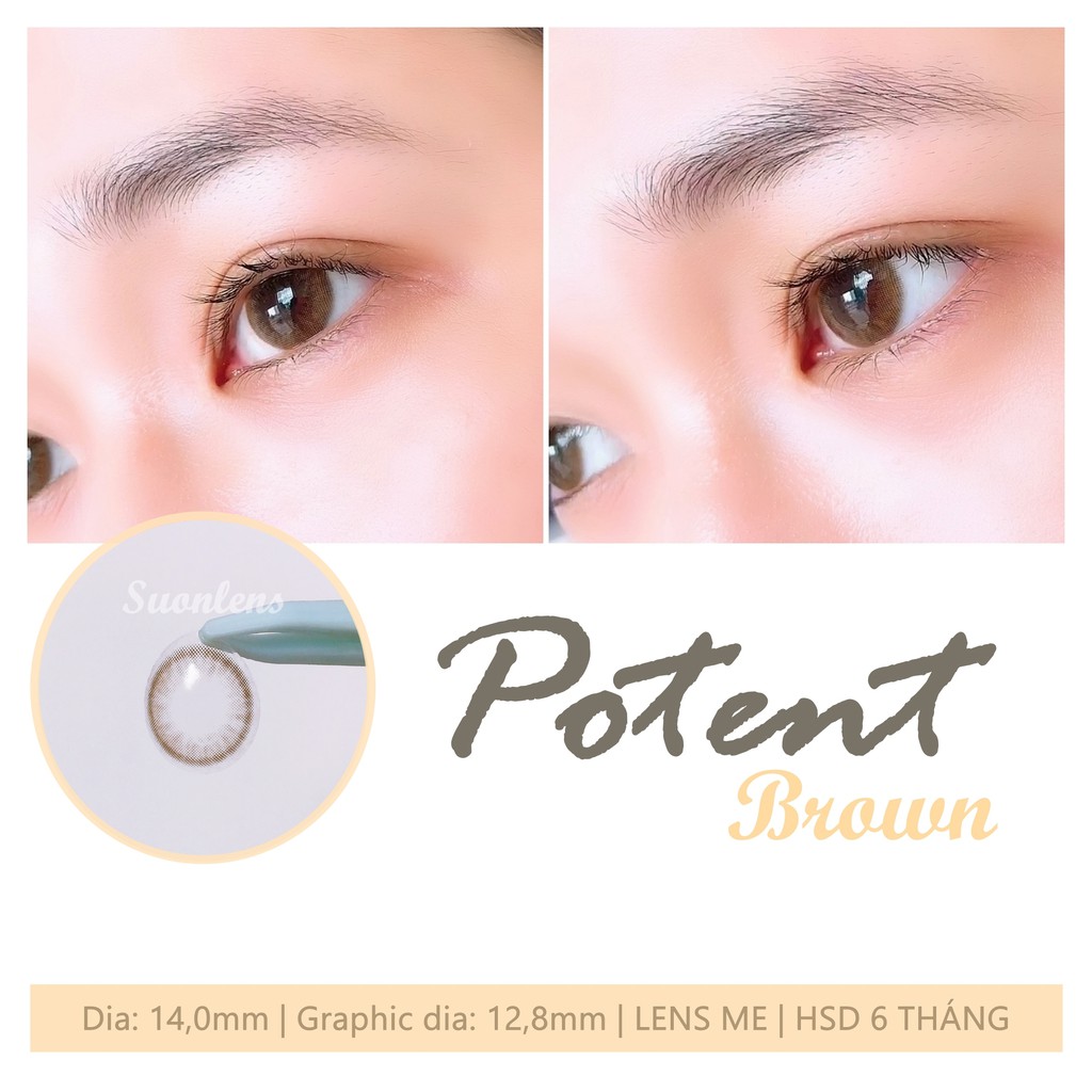 Kính áp tròng 6 tháng POTENT BROWN áo tròng 14.0mm- Nâu tự nhiên