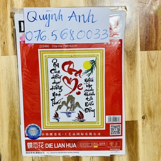 Tranh thêu chữ thập CHA MẸ 48x62cm chưa thêu 222480