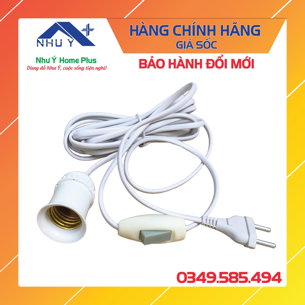 Đui đèn E27 liền dây có công tắc và phích cắm dài 2,5m - 5m - 7m - [CHÍNH HÃNG]