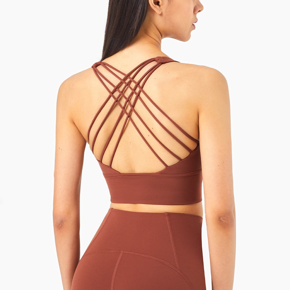 Áo bra thể thao Hoppe Fumeng WX128 phối dây đan chéo lưng cá tính cho nữ