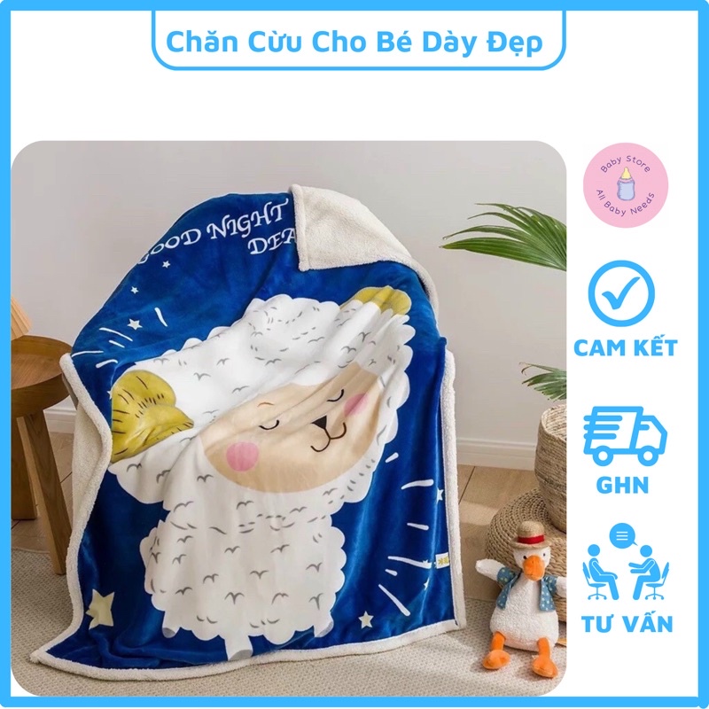 Chăn Lông Cừu Cho Bé Hàng Đẹp Mềm Mịn Dày 2 Lớp