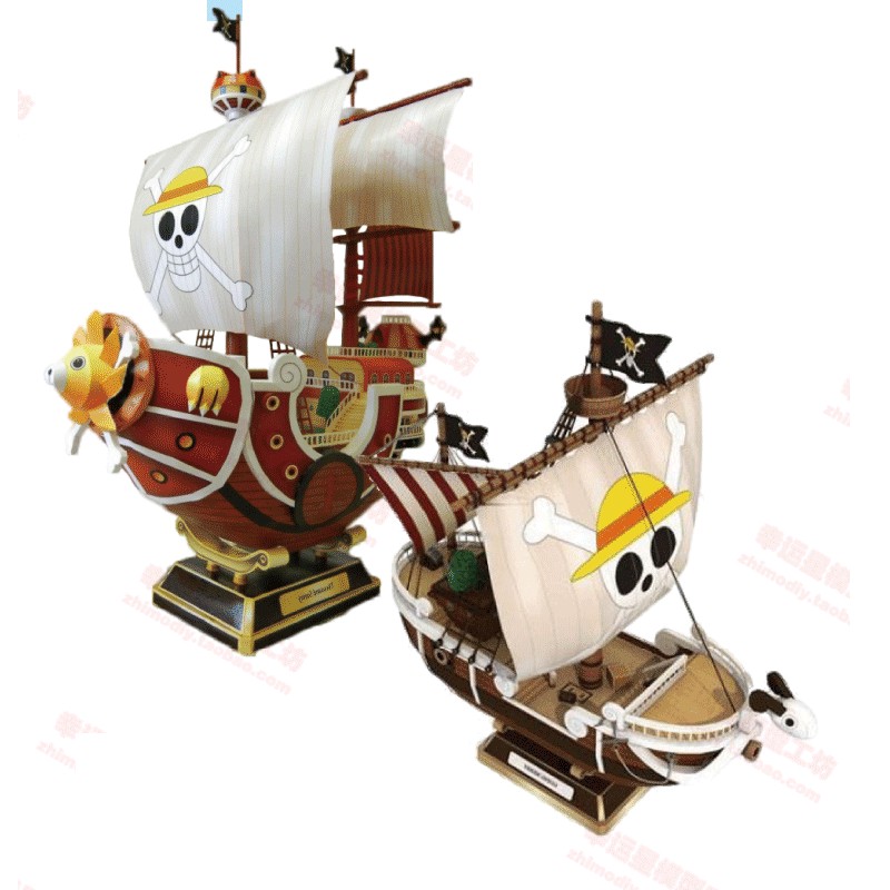 Đồ chơi Cắt dán Giấy 3D Mô hình Thuyền Going Merry và Thousand Sunny nhóm Mũ Rơm