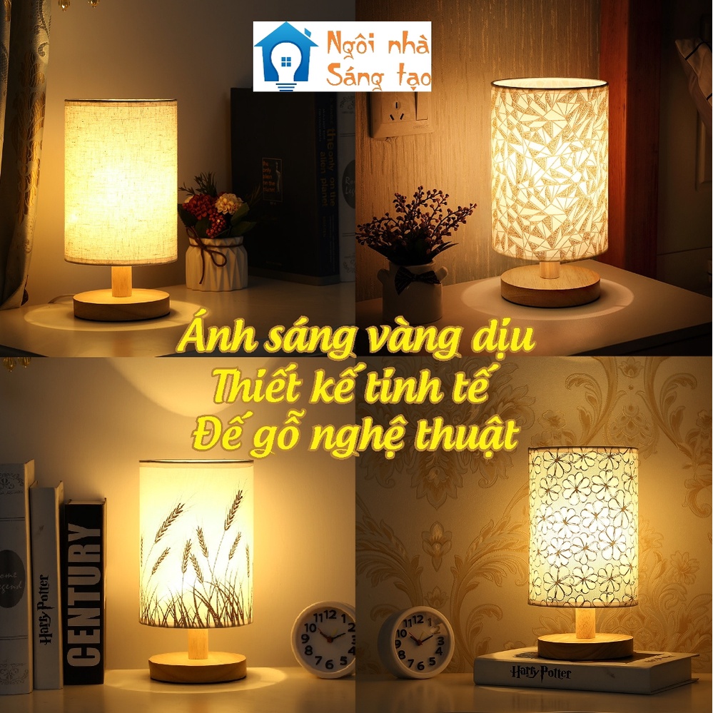 Đèn Ngủ Để Bàn Thân Gỗ - Đèn Trang Trí Phòng Ngủ Phong Cách Vintage