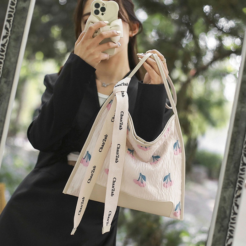 Túi Tote Đeo Vai Họa Tiết Hoa Tulip Cherry Tinh Tế Thời Trang Cho Nữ