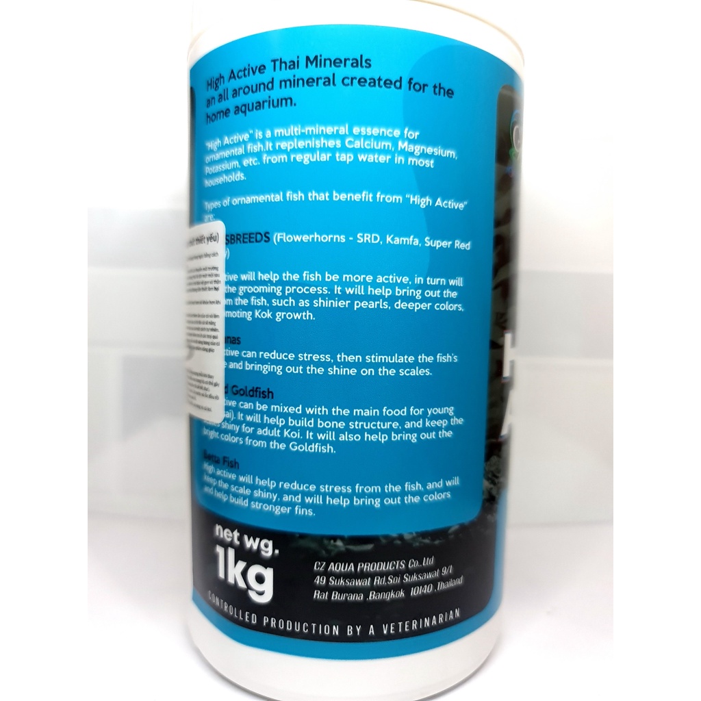 High Active Khoáng Chất Cho Cá Cảnh, hộp 1kg có chiếc lẻ. Hàng Thái Lan