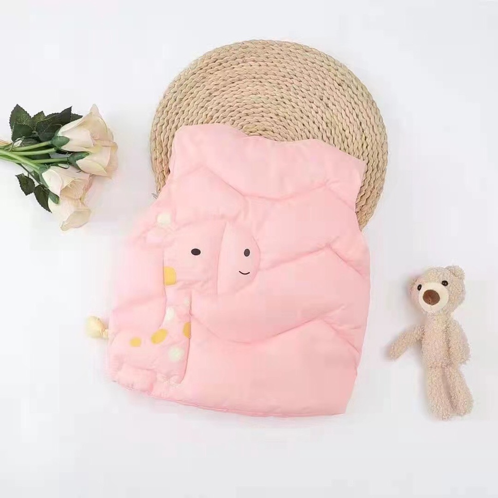 Áo phao gile Quảng châu cho bé trai, bé gái hình hươu cao cổ siêu dễ thương K045