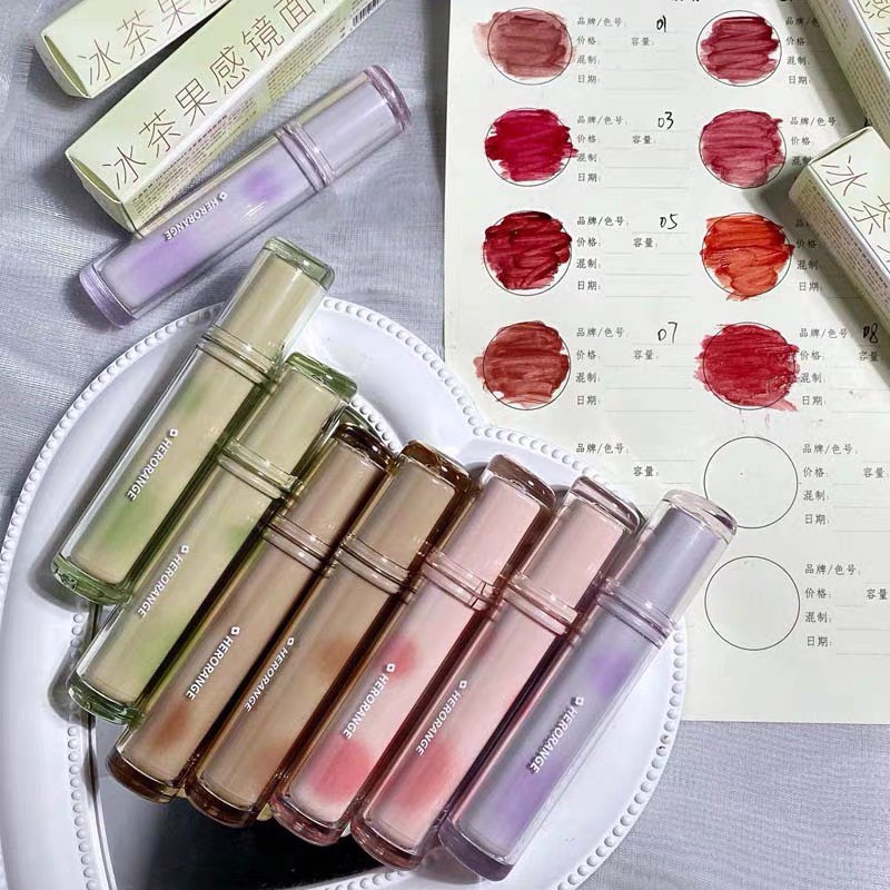 Son bóng CAPPUVINI HERORANGE thạch trà căng mọng nhẹ môi Iced Tea Mirror Surface Lip Glaze CAPU25 HERO33