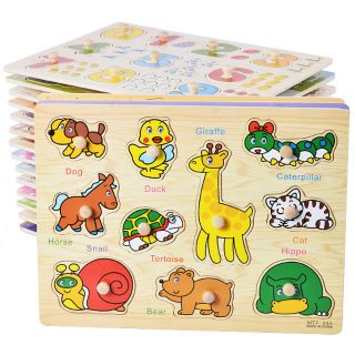 Bảng ghép hình có núm bằng gỗ cho bé