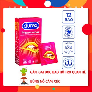 [DUREX CHÍNH HÃNG]-Bao cao su Durex Pleasuremax gai, gân tăng cường cảm xúc quan hệ hộp 12 bao