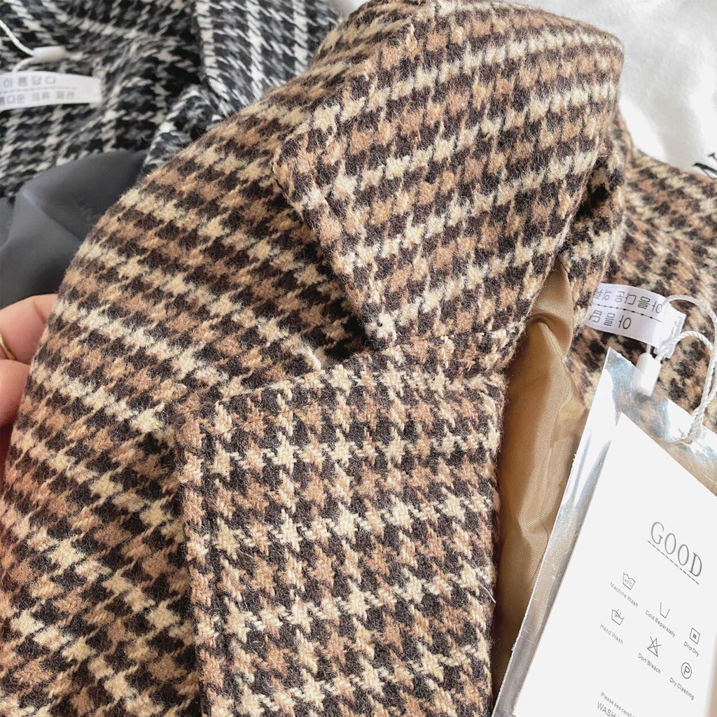 Áo khoác dạ kẻ caro dáng dài màu vintage (hàng QC) - Ảnh thật + Video thật | WebRaoVat - webraovat.net.vn