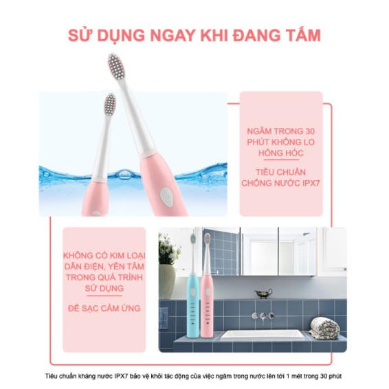 [Mẫu 2021] Bàn Chải Đánh Răng Điện Chính Hãng ORIGINAL FEI LE SONIC – Tặng 04 đầu bàn chải