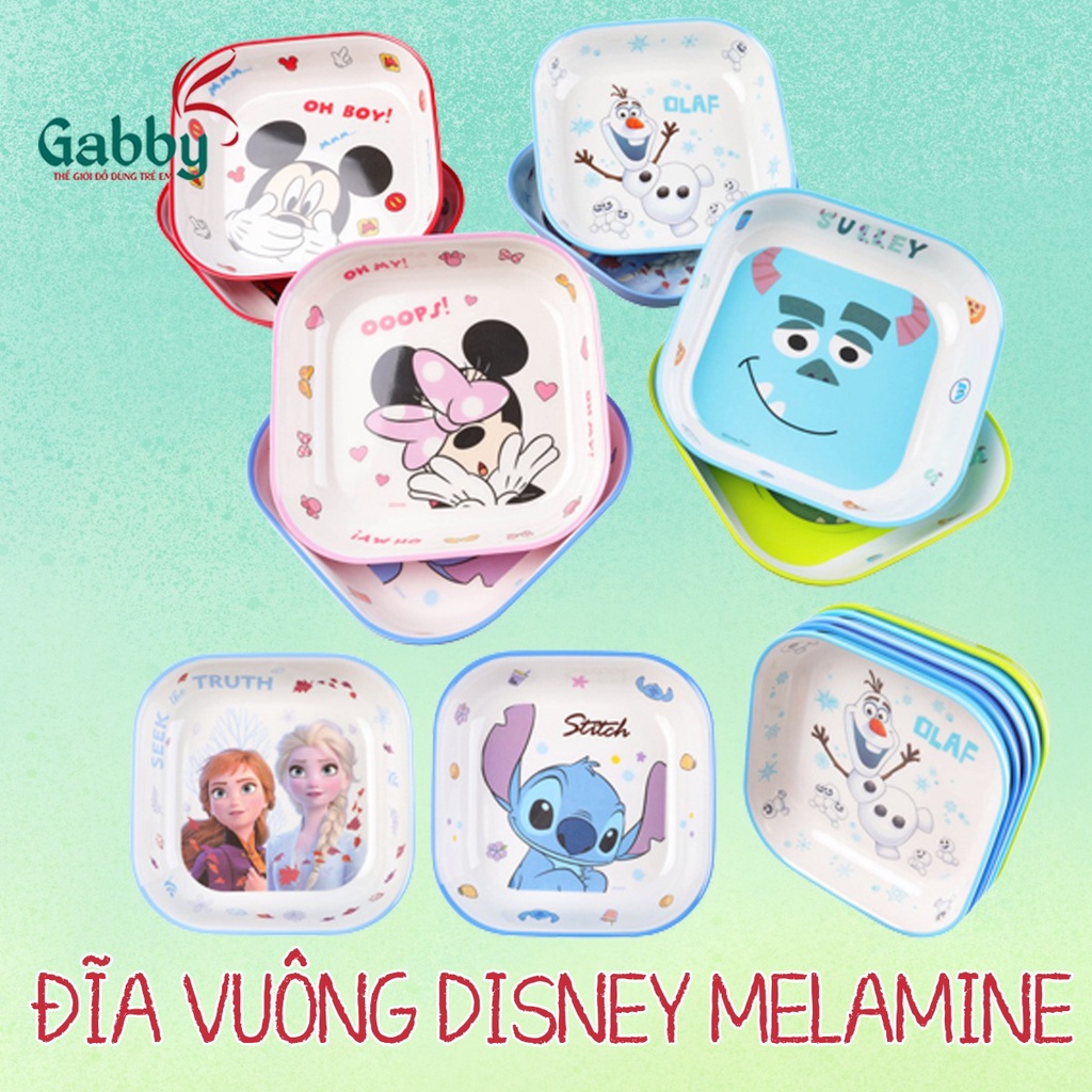 Dĩa cho bé Melamine vuông kích thước 17.9x3.9cm siêu đáng yêu