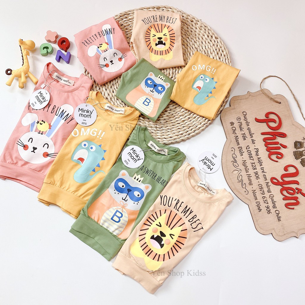 Sale !!! Bộ Dài Tay Minky Mom Cotton 100 % Họa Tiết Động Vật Sư Tử -Chữ Cho Bé_Super Sale (7-19kg) (1305)