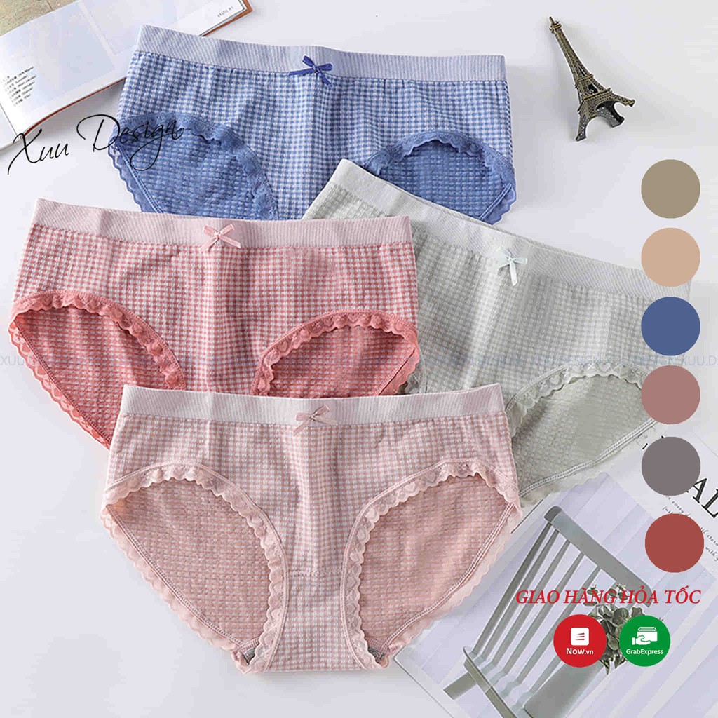 Quần Lót Cotton CARO phối ren nơ, chất liệu co dãn, thấm hút mồ hôi - Xuu Design QC03 | BigBuy360 - bigbuy360.vn