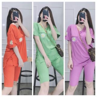ĐỒ BỘ NỮ FORM RỘNG XẺTÀ THÊU HOA CÚC