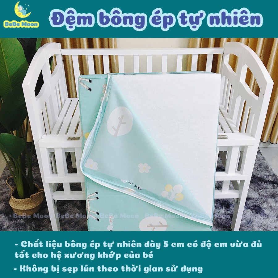 Đệm Cũi Cho Bé Chất Liệu Bông Ép Tự Nhiên, Ga Chun Bọc Đệm Cotton Cho Đệm thoáng khí hút mồ hôi tốt tránh ướt lưng