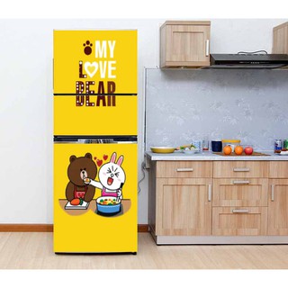 Decal dán trang trí tủ lạnh brown and cony