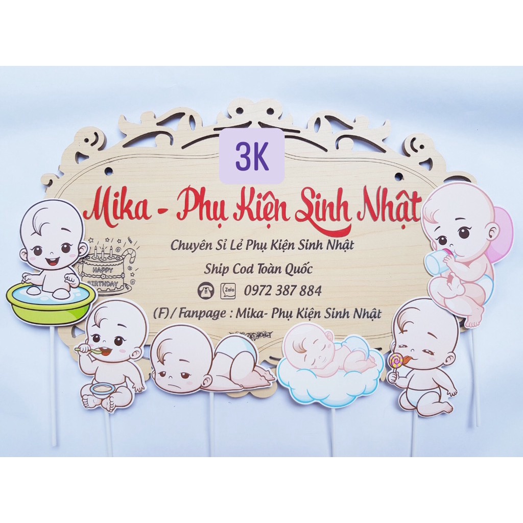 [Trang Trí Bánh Sinh Nhật]  Sét Giấy - Bé tắm