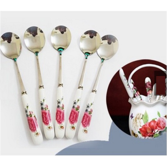 Combo 10 thìa cán sứ cao cấp