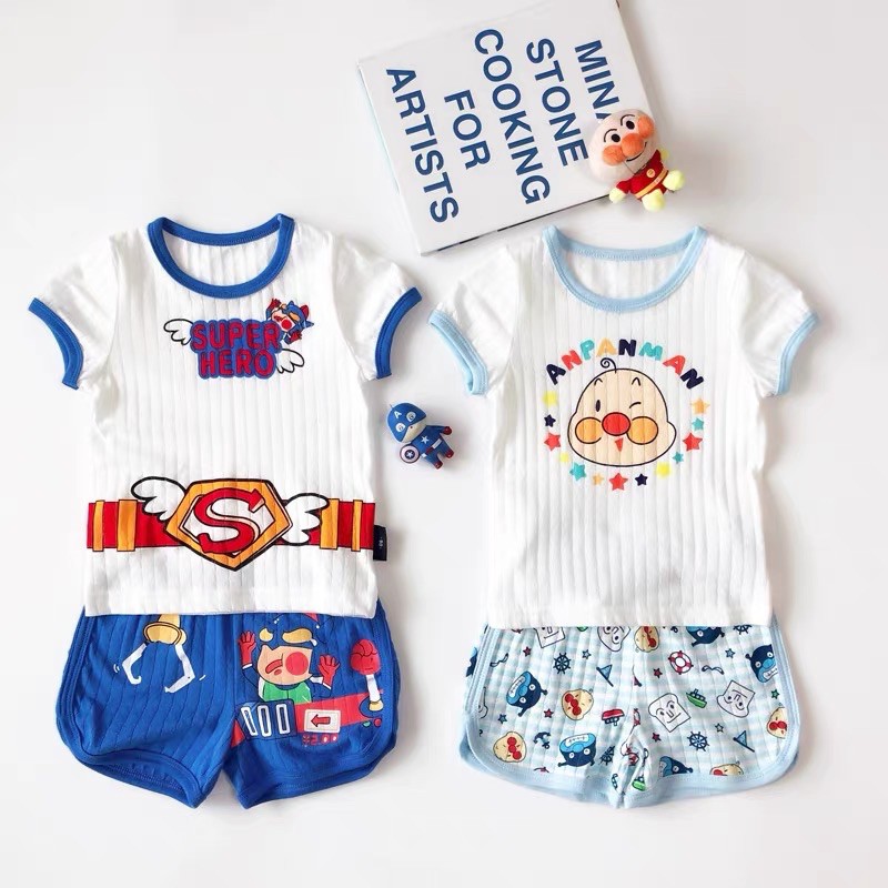 Bộ cộc tay cotton đục lỗ siêu mát hàng quảng châu cao cấp cho bé hè 2021 ms701107