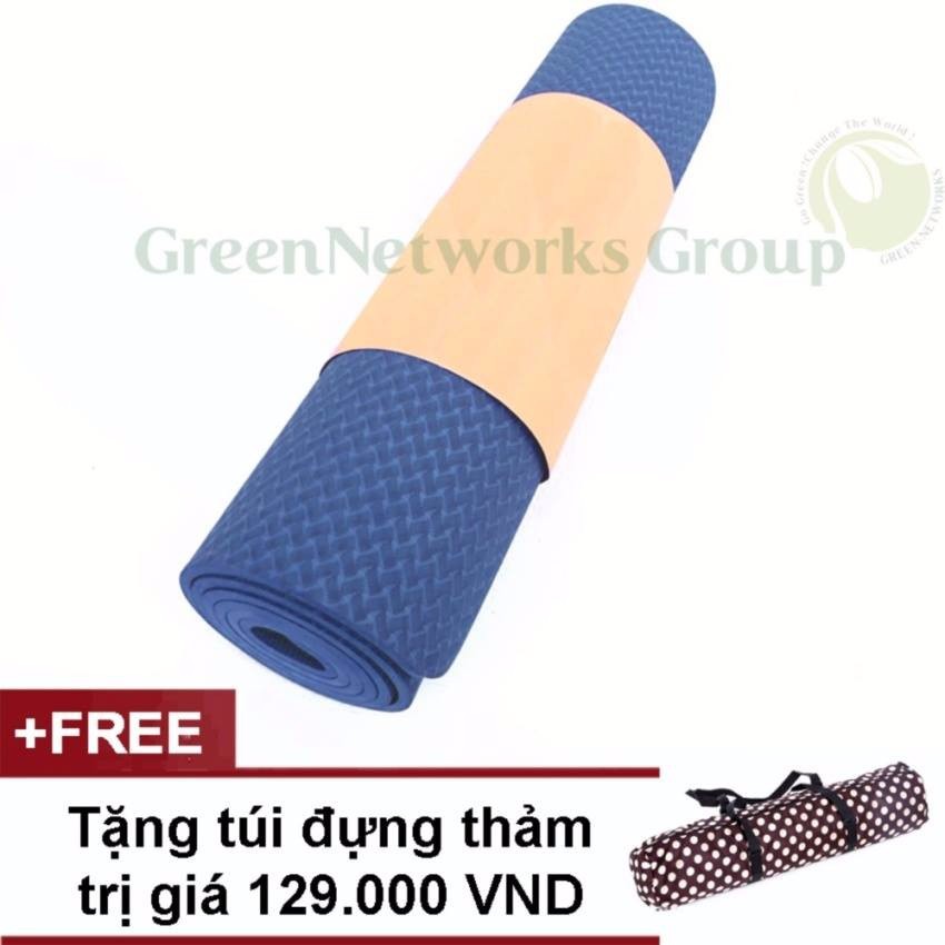 Thảm tập gym và yoga TPE 6mm cao cấp màu xanh da trời+ túi đựng
